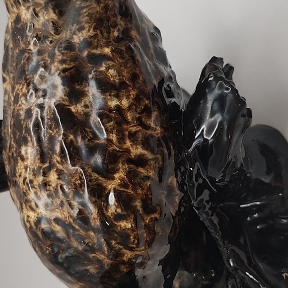 Vintage Speckled Bird w/ Chic Glazed Porcelain Figurine 10" X 8" X 6.5" - Picture 9 of 11